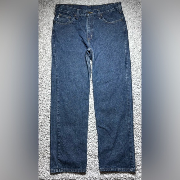 Carhartt Jeans Mens 36 x 32 Relaxed Fit Straight Dark Wash Classic Utility Work - Picture 1 of 4